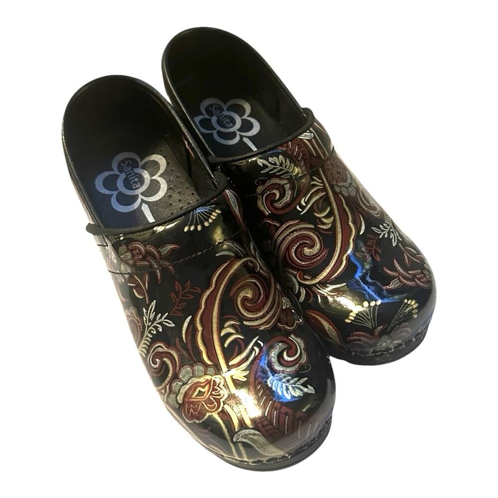 Sanita Chaya Arabesque Patent Leather Professional Clogs EU 38 Womens Size 7-7.5